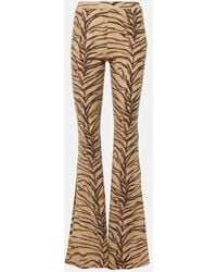 Stella McCartney - Tiger-Print Jersey Flared Pants - Lyst