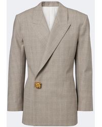 Bottega Veneta - Checked Double-Breasted Wool Blazer - Lyst