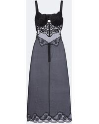 Dolce & Gabbana - Lace-Trimmed Silk-Blend Midi Dress - Lyst