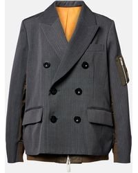 Sacai - Paneled Double-Breasted Jacket - Lyst