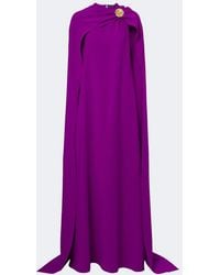 Oscar de la Renta - Embellished Caped Silk-Blend Georgette Gown - Lyst