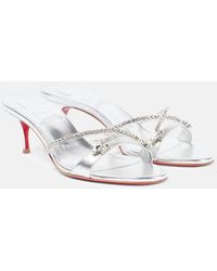Christian Louboutin - Queen 55 Embellished Leather Sandals - Lyst
