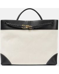 Bottega Veneta - Andiamo Large Leather-Trimmed Canvas Tote Bag - Lyst