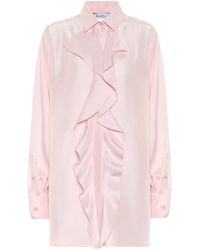 Max Mara Tefrite Ruffled Silk-shantung Shirt - Pink