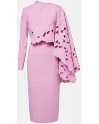 Oscar de la Renta - Cape-Detail Wool-Blend Midi Dress - Lyst