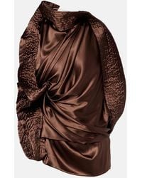 Dries Van Noten - Asymmetric Draped Silk-Blend Satin Top - Lyst