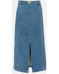 Patou - Gonna Midi Di Jeans A Vita Alta - Lyst