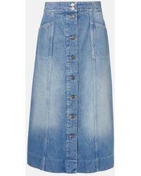 Valentino - Denim Midi Skirt - Lyst