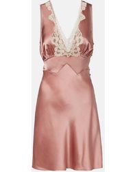 Chloé - Lace-Trimmed Silk Satin Minidress - Lyst