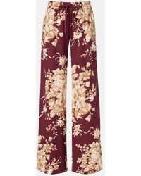 Dolce & Gabbana - Floral Silk-Blend Wide-Leg Pants - Lyst