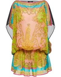 Versace Minikleid Barocco Goddess aus Chiffon - Mehrfarbig