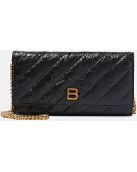 Balenciaga - Crush Quilted Leather Wallet On Chain - Lyst