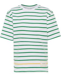 Victoria Beckham Striped Knitted Cotton T-shirt - Multicolour