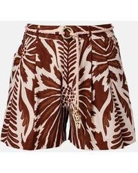Poupette - Chantal Printed Belted Cotton Shorts - Lyst
