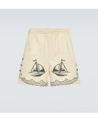 Bode - Shorts de lino y algodon bordados - Lyst
