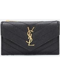 Saint Laurent - Monogram Leather Card Holder - Lyst