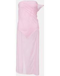Courreges - Draped Sheer Jersey Crepe Midi Dress - Lyst