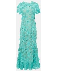 Oscar de la Renta - Floral Guipure Lace Midi Dress - Lyst