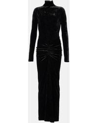 Alaïa - Ruched Velvet Midi Dress - Lyst