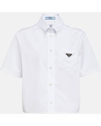 Prada - Chemise En Coton A Logo - Lyst