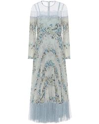 RED Valentino Abito plissé in mussola e tulle - Multicolore