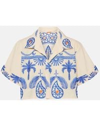 Johanna Ortiz - Embroidered Cropped Cotton Shirt - Lyst
