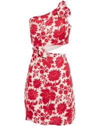Sir. The Label Cinta Cutout Floral Linen Minidress - Red