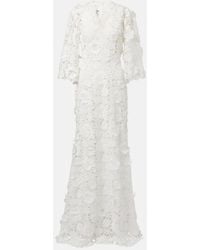 Monique Lhuillier - Bridal Floral Lace Gown - Lyst