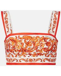 Dolce & Gabbana - Majolica Printed Crop Top - Lyst