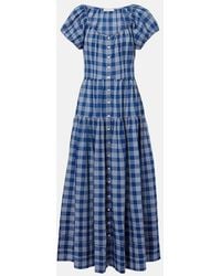 Doen - Valenne Checked Cotton Midi Dress - Lyst