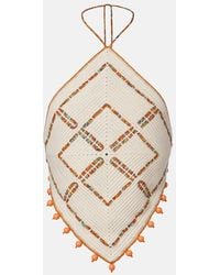 ALÉMAIS - Marva Beaded Crochet Open-Back Cotton Top - Lyst