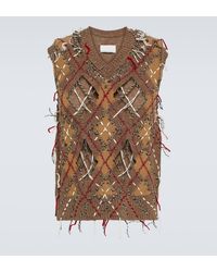 Maison Margiela - Argyle Cutout Wool-blend Sweater Vest - Lyst