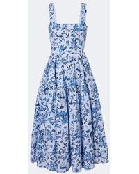 Erdem - Vestido Midi De Popelin De Algodon A Rayas - Lyst
