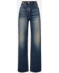 Versace - Distressed High-Rise Wide-Leg Jeans - Lyst