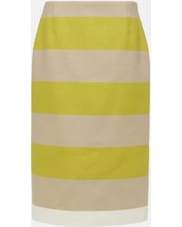 Dries Van Noten - Striped Cotton Gabardine Midi Skirt - Lyst