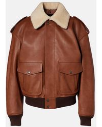Saint Laurent - Shearling-Trimmed Leather Bomber Jacket - Lyst