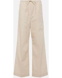 TOTEME - High-Rise Cotton Wide-Leg Pants - Lyst
