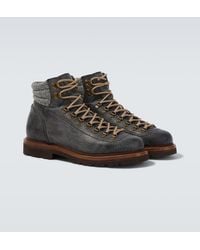 Brunello Cucinelli - Leather Lace-Up Boots - Lyst