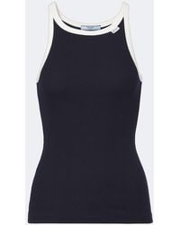 Prada - Ribbed-Knit Cotton Tank Top - Lyst