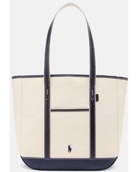 Polo Ralph Lauren - Leather-Trimmed Canvas Tote Bag - Lyst