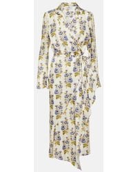 Etro - Floral Silk-blend Twill Midi Wrap Dress - Lyst