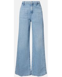 7 For All Mankind - Cotton And Linen Wide-Leg Jeans - Lyst