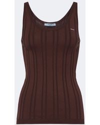 Prada - Knitted Cotton-Blend Tank Top - Lyst