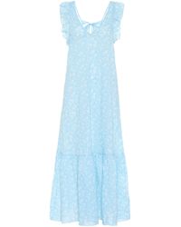 Ganni Maxikleid aus Baumwoll-Voile - Blau