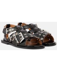 Ganni - Buckle-Detail Sandals - Lyst