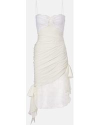 Alessandra Rich - Lace-Trimmed Silk Georgette Midi Dress - Lyst
