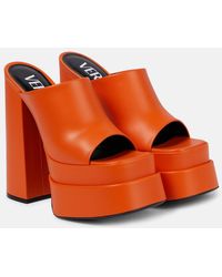Versace - Leather Platform Mules - Lyst