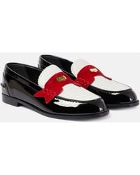 Christian Louboutin - Penny Suede-Trimmed Patent Leather Penny Loafers - Lyst