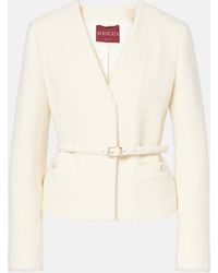 Gucci - Belted Wool-Blend Boucle Jacket - Lyst