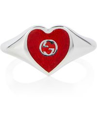 Gucci Anello GG Heart in argento sterling - Rosso